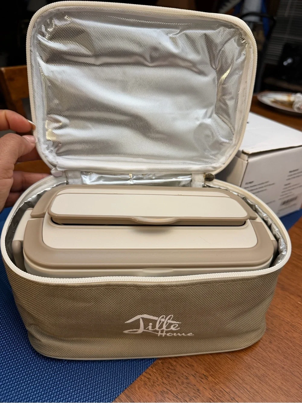 Little Home Brown - Beige Bento Lunch Box Set with Insulated Bag